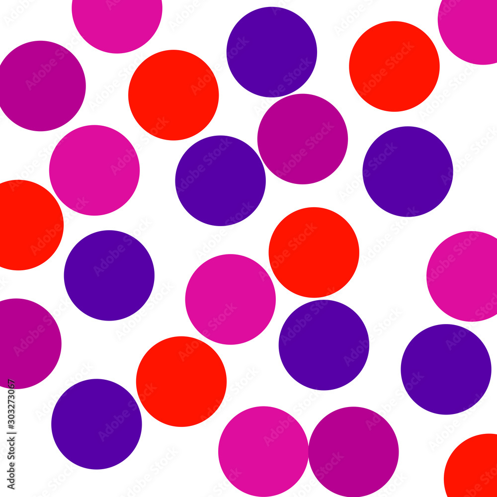 Dots of different colors on a white background. Colorful polka dot background. Template background in white. Red, purple and pink polka dots. Dots of different colors on a white background. Colorful polka dot background. Template background in white. Red, purple and pink polka dots.