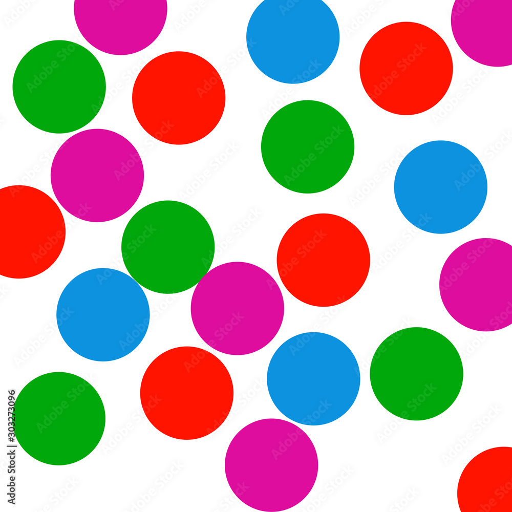 Dots of different colors on a white background. Colorful polka dot background. Template background in white. Red, green, purple and blue polka dots. Vector illustration Dots of different colors on a white background. Colorful polka dot background. Template background in white. Red, green, purple and blue polka dots. Vector illustration