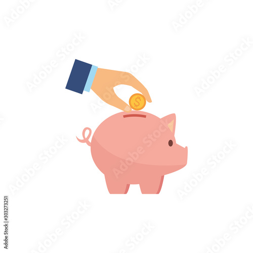 piggy bank money flat image style