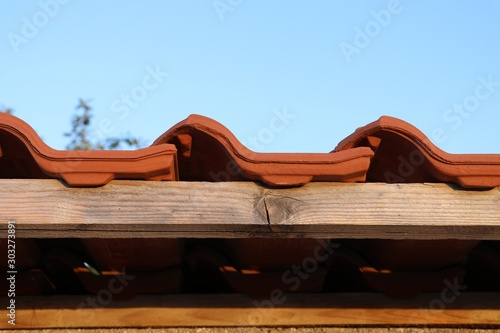 Red roof ceramic tiles elements 