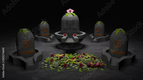 Fotografía Indian Religious Festival Maha Shivratri Background Template Design with shiv li