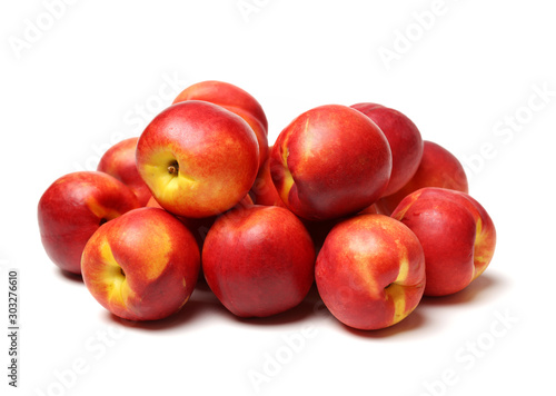 ripe peach on white background