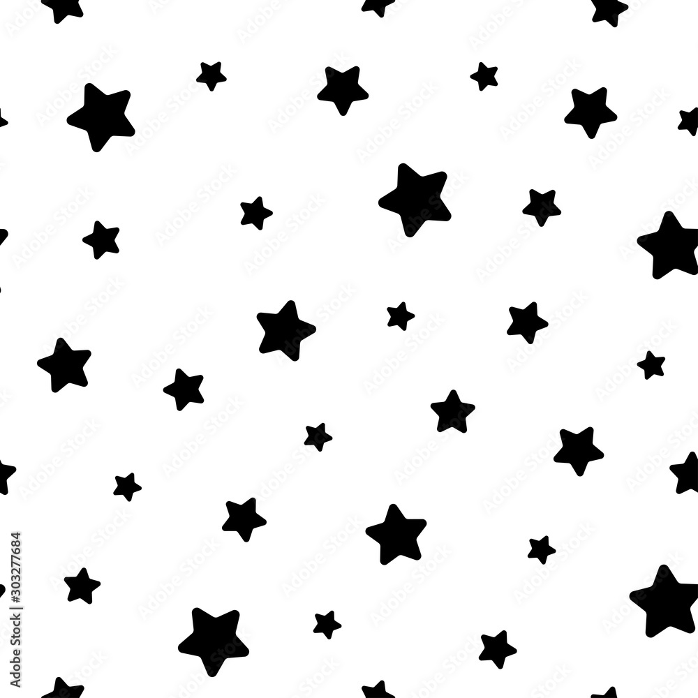 Seamless abstract pattern with little rounded black stars on white background. Vector illustration. Seamless abstract pattern with little rounded black stars on white background. Vector illustration.