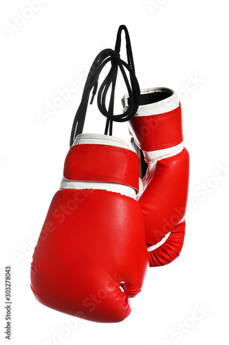 Pair of boxing gloves on white background © Pixel-Shot