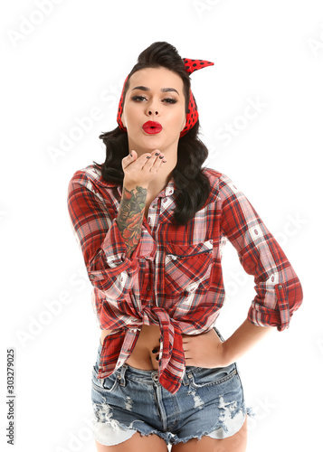 Portrait of beautiful tatto...