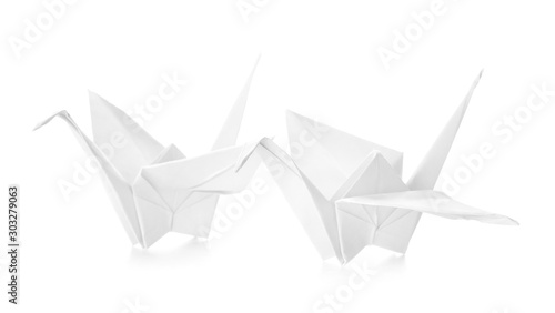 Fototapeta Naklejka Na Ścianę i Meble -  Origami cranes on white background