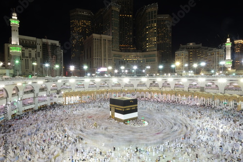 Muslim Pilgrims at The Kaaba in The Haram Mosque of Mecca, Saudi Arabia, during Hajj.