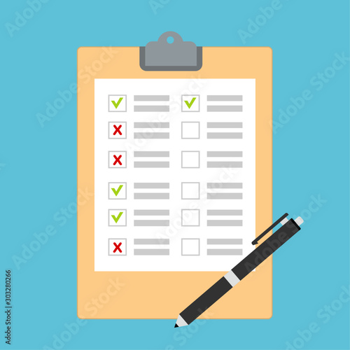 Hand filling checklist on To Do List. Form illustration with paper work document. Vector Modern flat design concept for web banners, web sites, printed materials, infographics.