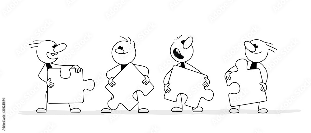Business concept. Team metaphor. People connecting puzzle elements. Business concept. Team metaphor. People connecting puzzle elements.
