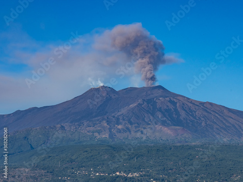 etna volcano near messina on sicily island, italy
