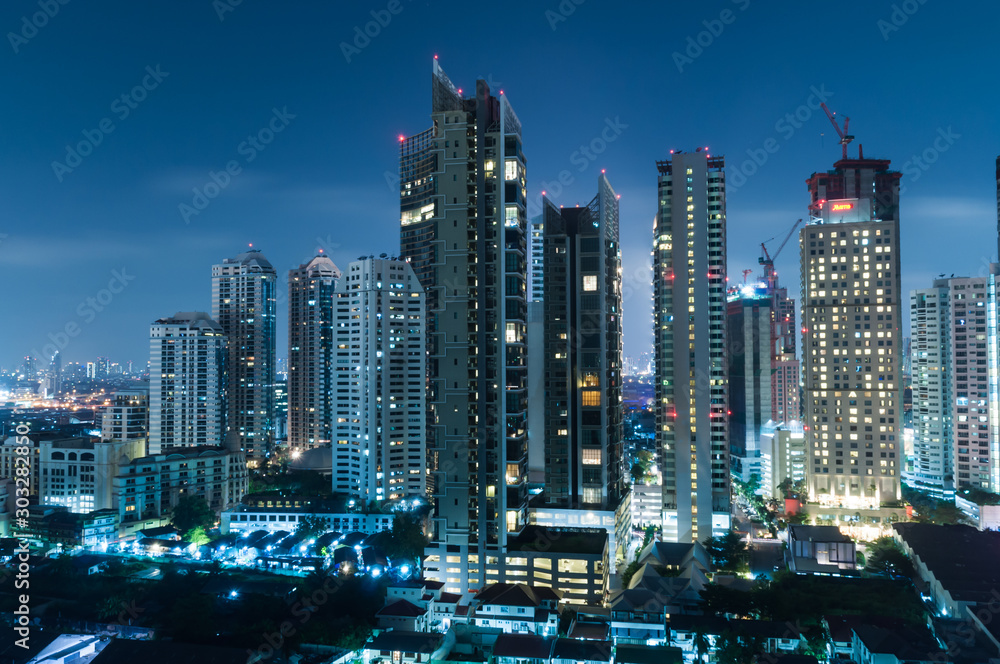 Bangkok night view with skyscraper in business district in Bangkok Thailand Bangkok night view with skyscraper in business district in Bangkok Thailand