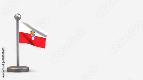 Cantabria 3D waving flag illustration on tiny flagpole.