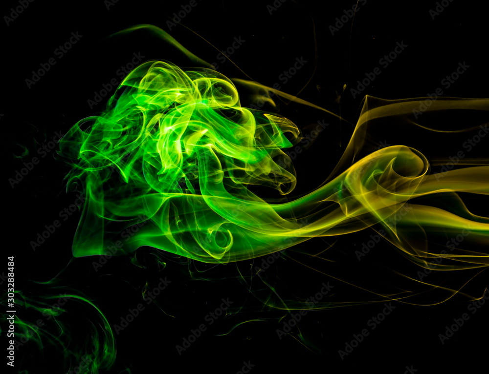 Colored smoke on black background