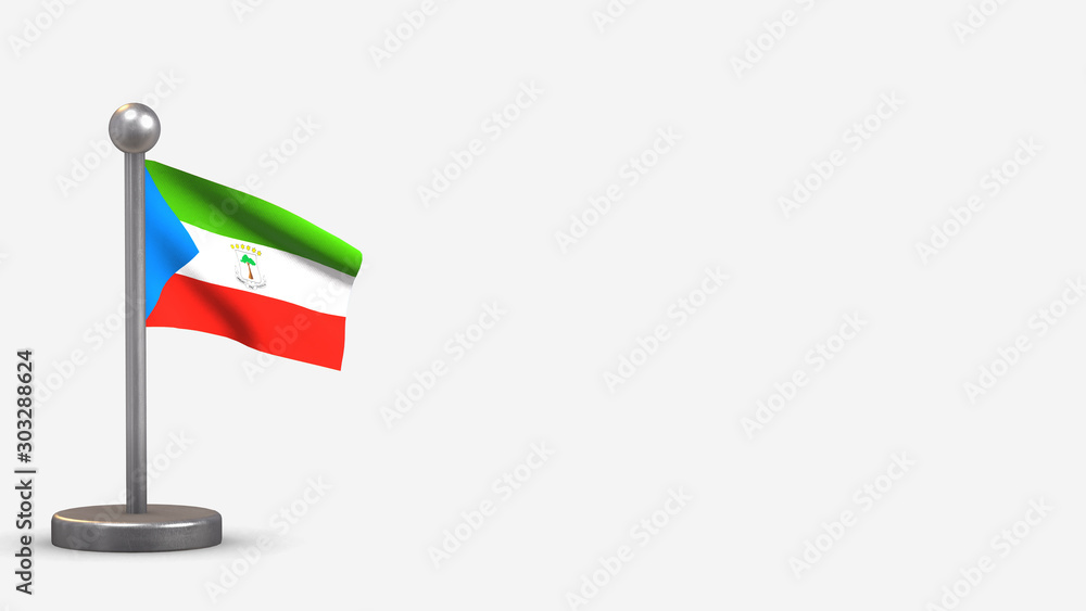 Equatorial Guinea 3D waving flag illustration on tiny flagpole. Equatorial Guinea 3D waving flag illustration on tiny flagpole.