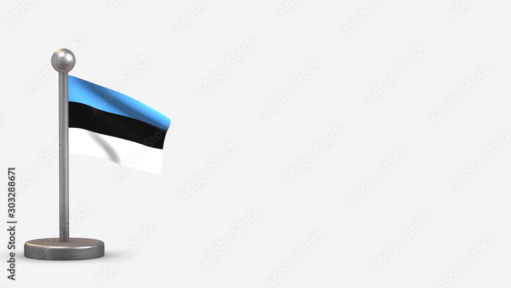 Estonia 3D waving flag illustration on tiny flagpole. Estonia 3D waving flag illustration on tiny flagpole.
