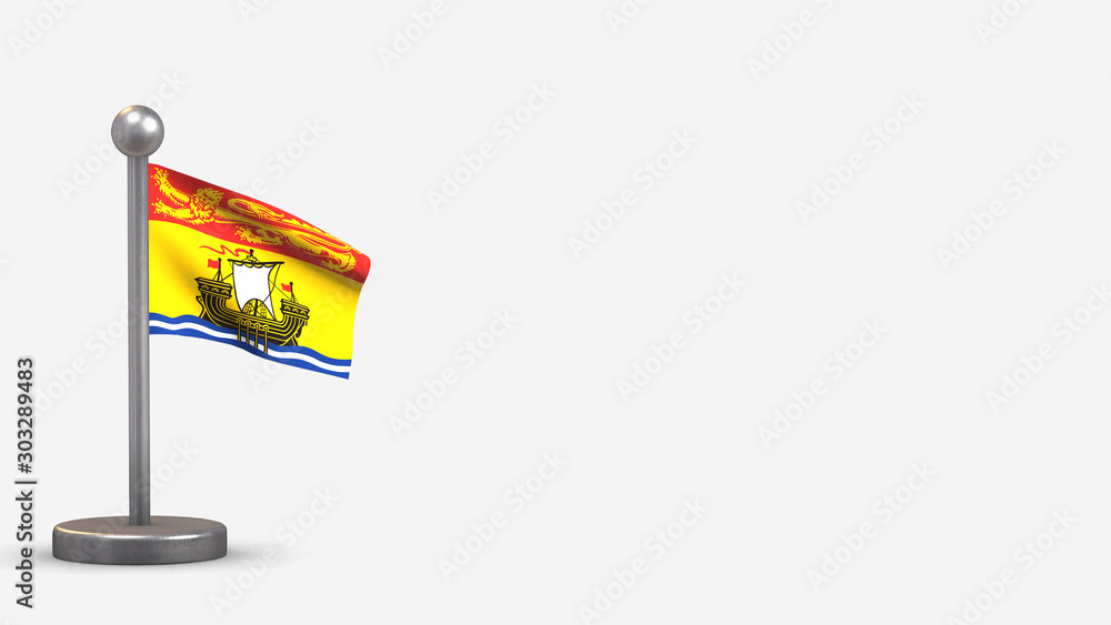 New Brunswick 3D waving flag illustration on tiny flagpole. New Brunswick 3D waving flag illustration on tiny flagpole.