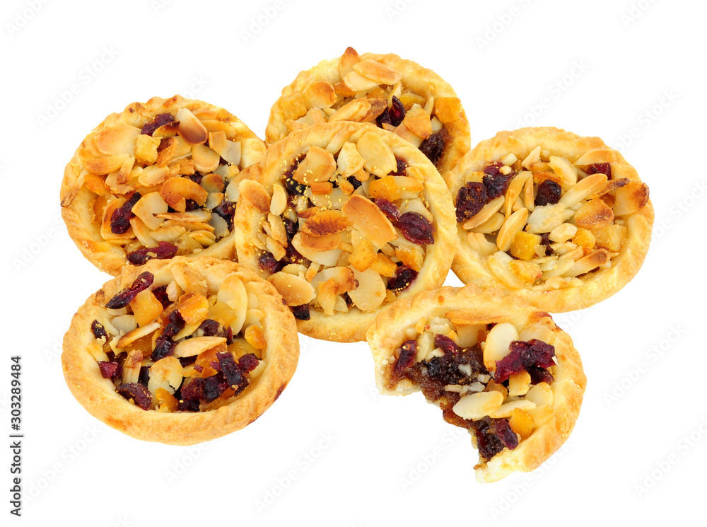 Group of Florentine mince pies isolated on a white background Group of Florentine mince pies isolated on a white background