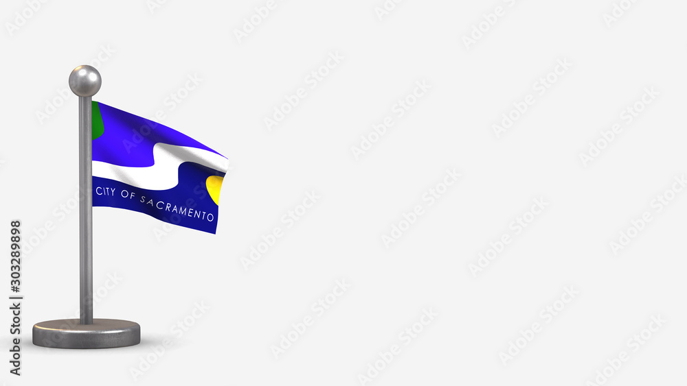 Sacramento 3D waving flag illustration on tiny flagpole. Sacramento 3D waving flag illustration on tiny flagpole.