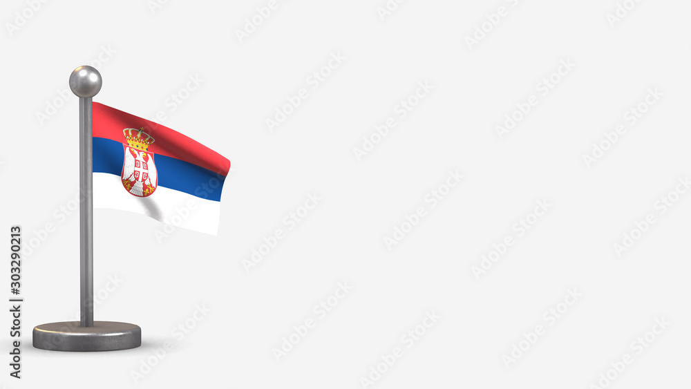 Serbia 3D waving flag illustration on tiny flagpole. Serbia 3D waving flag illustration on tiny flagpole.