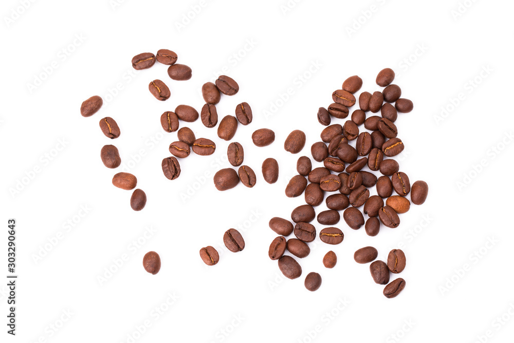 Coffee beans isolated on a white background area for copy space. Coffee beans isolated on a white background area for copy space.