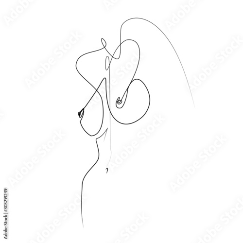 one line drawing women beauty body for nails, medicine, t-shirt, logo, icon