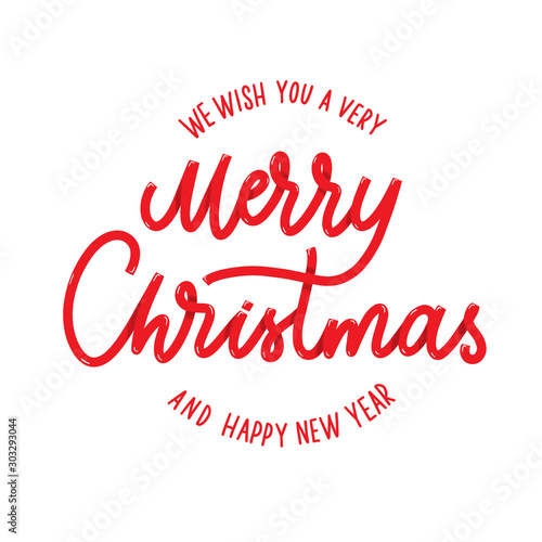 We wish you a very Merry Christmas and Happy New year lettering.