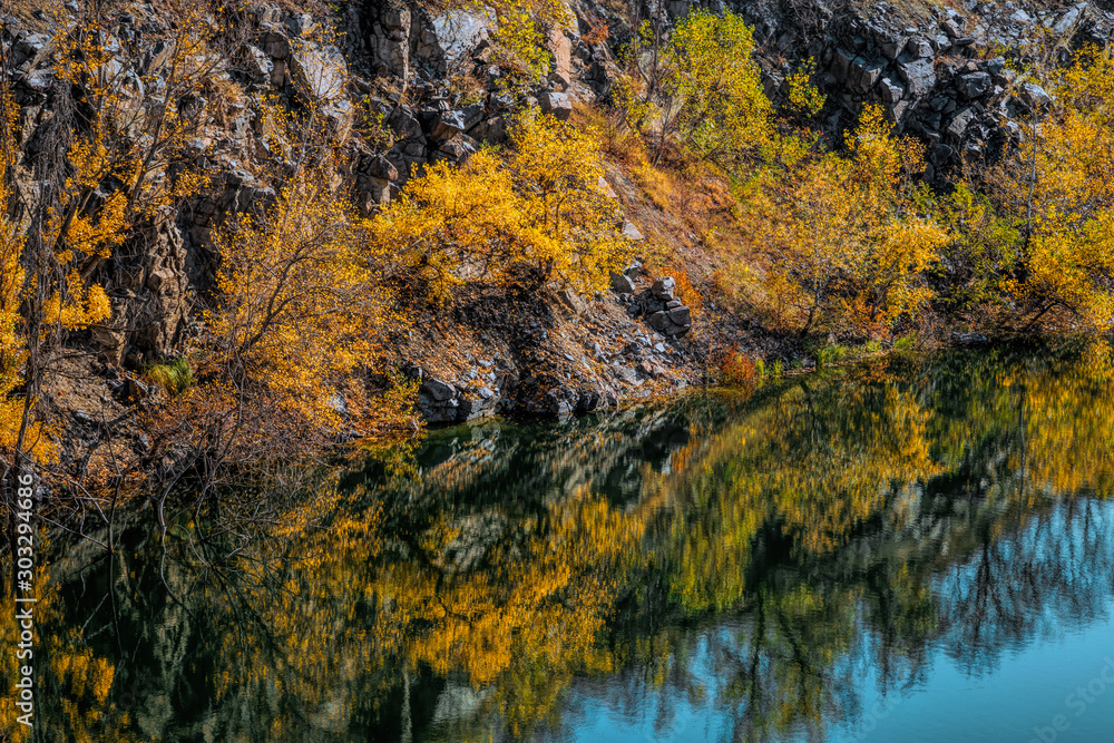 Old abandoned quarry. Autumn in New England, USA Old abandoned quarry. Autumn in New England, USA