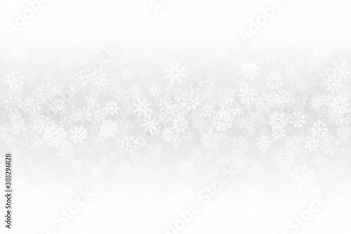 Xmas Clear Blank Subtle Background In Ultra High Definition Quality. Frost Effect On Glass With Realistic Snowflakes Overlay On Light Silver Backdrop. Merry Christmas Snow Clean Decoration