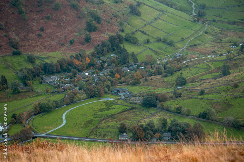 Elevated View over Hartsop Village in Lake District