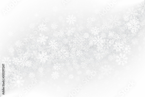 Merry Christmas Clear Blank Abstract Background. 3D Frost Effect On Glass With Realistic Snowflakes Overlay On Light Silver Backdrop. Xmas Holidays Illustration In Ultra High Definition Quality