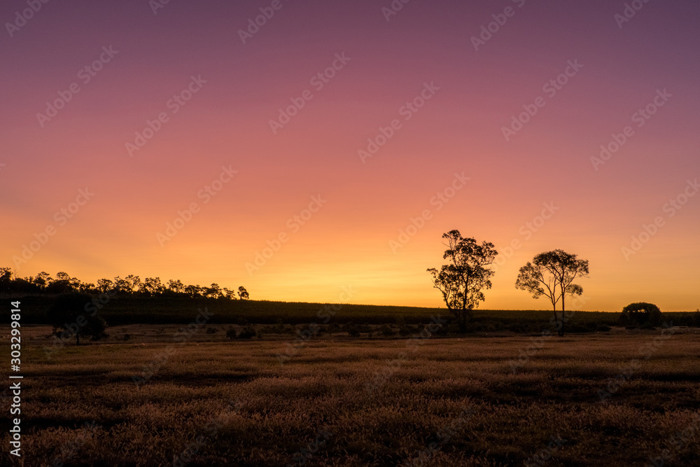 Sunset Over Dry rural Australian Landscape