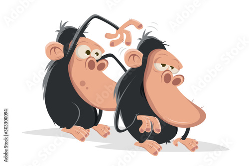 funny cartoon apes doing body care
