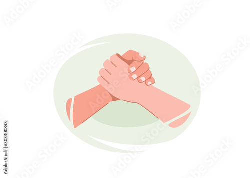 Help concept vector illustration. Two human hands hold each other