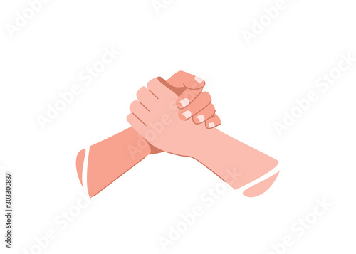 Help concept vector illustration. Two human hands hold each other
