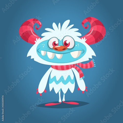 Funny cartoon monster illustration. Bigfoot or yeti charater design