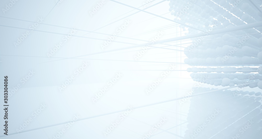 Abstract white architectural interior from an array of spheres with large windows. 3D illustration and rendering. Abstract white architectural interior from an array of spheres with large windows. 3D illustration and rendering.