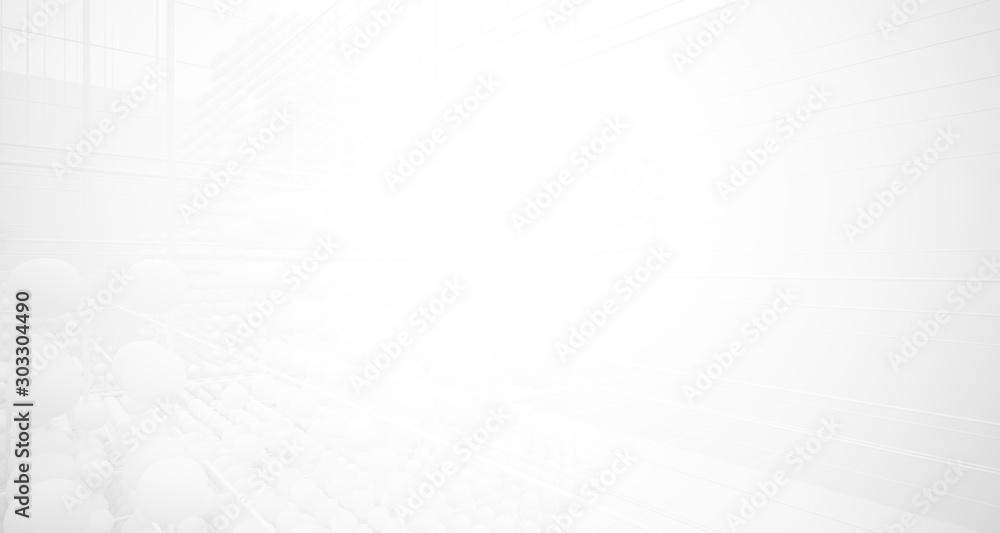 Abstract white architectural interior from an array of spheres with large windows. 3D illustration and rendering. Abstract white architectural interior from an array of spheres with large windows. 3D illustration and rendering.