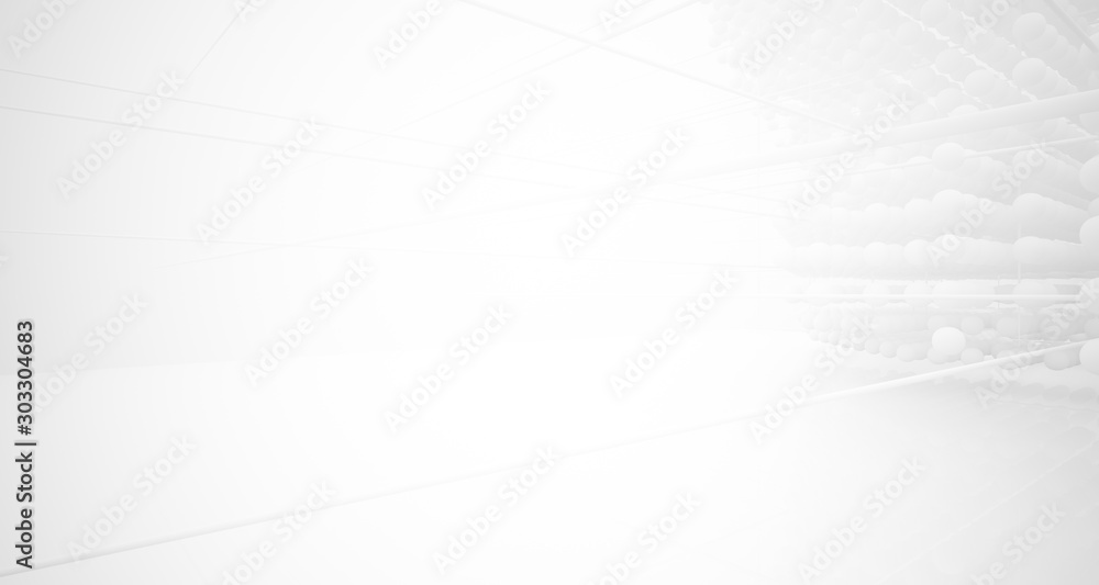 Abstract white architectural interior from an array of spheres with large windows. 3D illustration and rendering. Abstract white architectural interior from an array of spheres with large windows. 3D illustration and rendering.