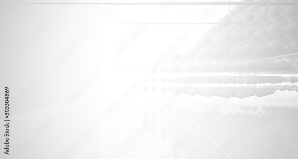 Abstract white architectural interior from an array of spheres with large windows. 3D illustration and rendering. Abstract white architectural interior from an array of spheres with large windows. 3D illustration and rendering.