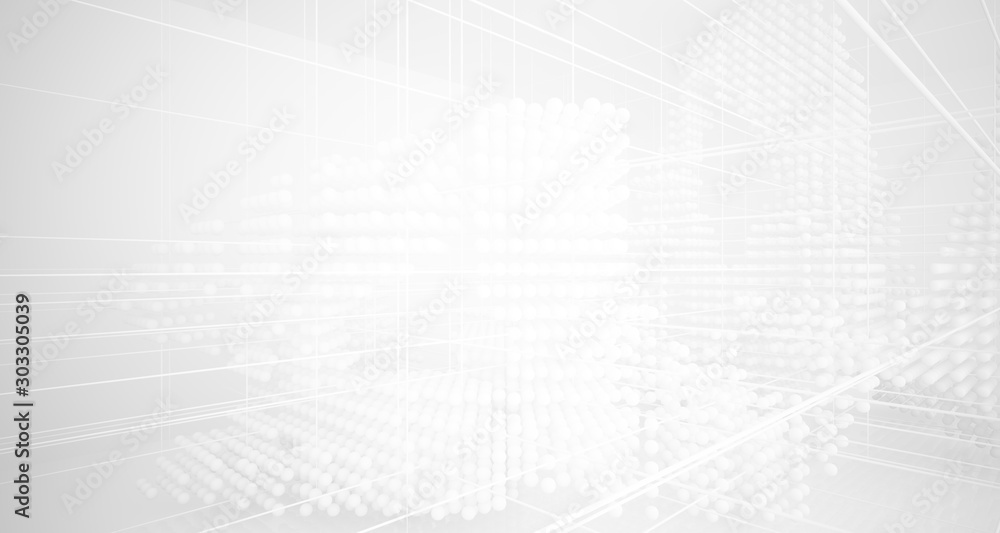 Abstract white architectural interior from an array of spheres with large windows. 3D illustration and rendering. Abstract white architectural interior from an array of spheres with large windows. 3D illustration and rendering.