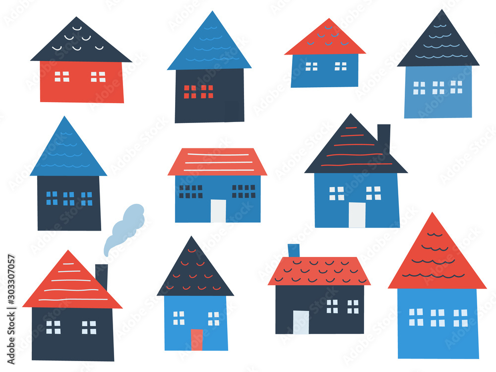 Icon set of houses, vector illustration