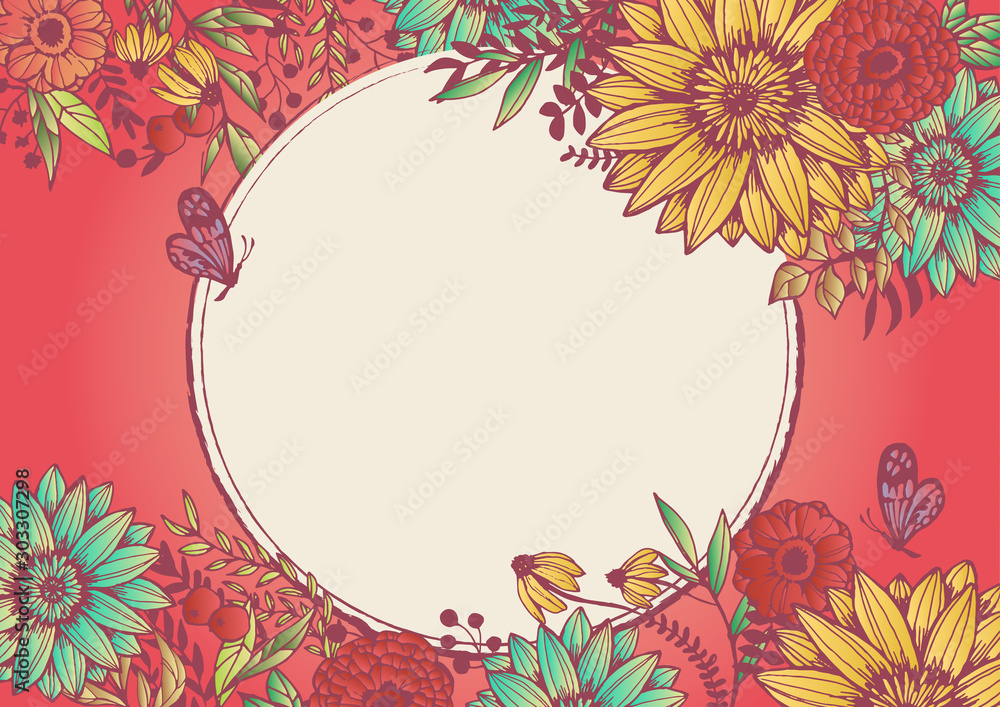 レトロな花柄の背景素材 ポップ 手書きイラスト ピンク 赤 Stock Illustration Adobe Stock レトロな花柄の背景素材 ポップ 手書きイラスト ピンク 赤 Stock Illustration Adobe Stock