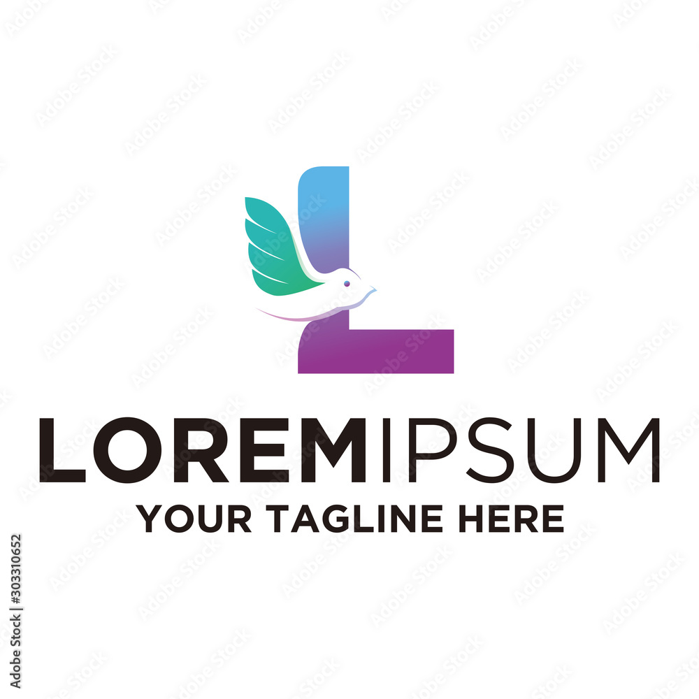 Fototapeta premium Letter l with Birds Logo