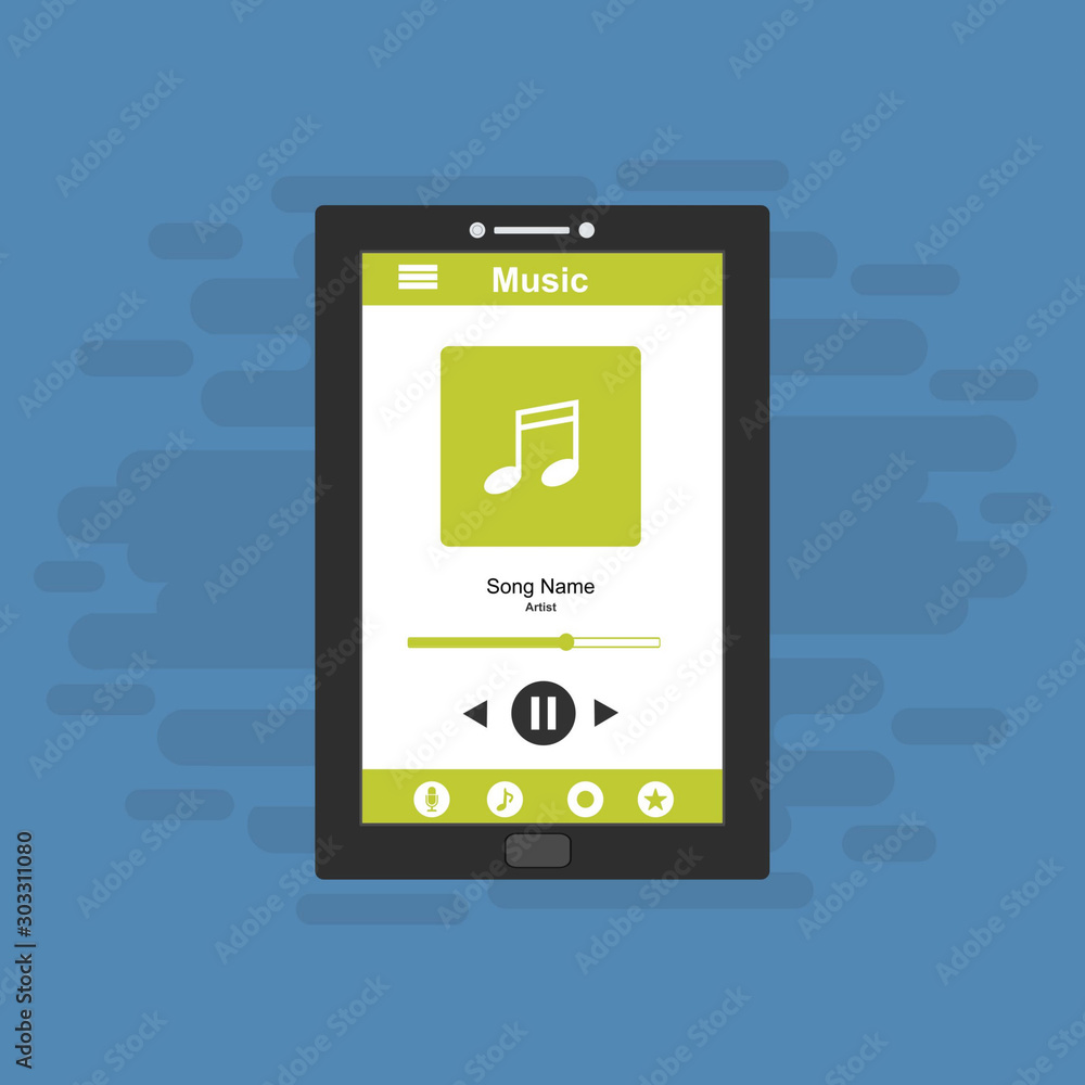 Online Music entertainment Vector Illustration Concept flat design style for smartphones, PC or tablets. Clean and modern Online Music entertainment Vector Illustration Concept flat design style for smartphones, PC or tablets. Clean and modern