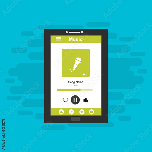 Online Music entertainment Vector Illustration Concept flat design style for smartphones, PC or tablets. Clean and modern