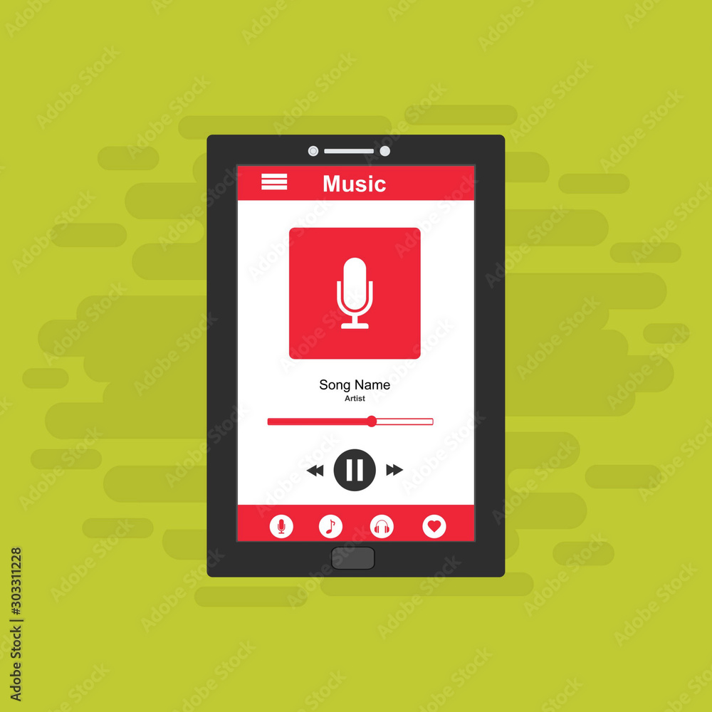 Online Music entertainment Vector Illustration Concept flat design style for smartphones, PC or tablets. Clean and modern Online Music entertainment Vector Illustration Concept flat design style for smartphones, PC or tablets. Clean and modern