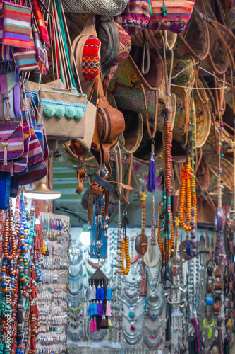 Typical moroccan handmade products selled in the Souks 