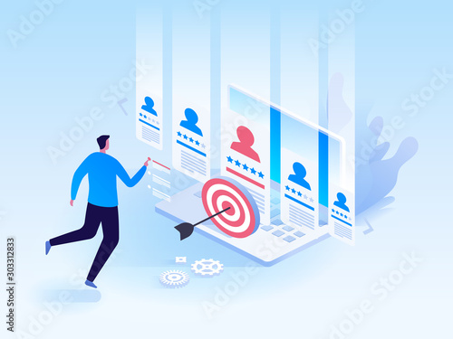 Isometric Recruiting concept Business HR agency