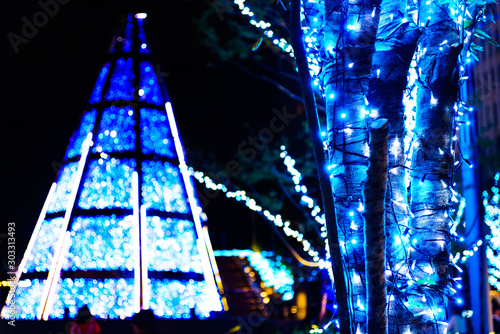 Landscape of Christmas illumination in winter Hibiya Tokyo Japan photo