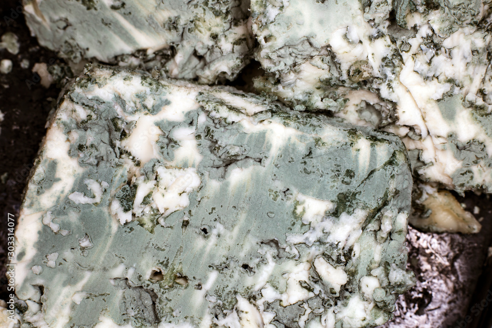 Close-up of soft blue cheese , macro shot Close-up of soft blue cheese , macro shot